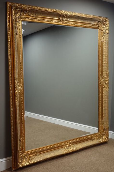 Gold Metal Framed Wall Mirrors Within 2019 Large Rectangular Bevelled Edge Wall Mirror In Ornate Swept Gilt Frame (View 12 of 15)