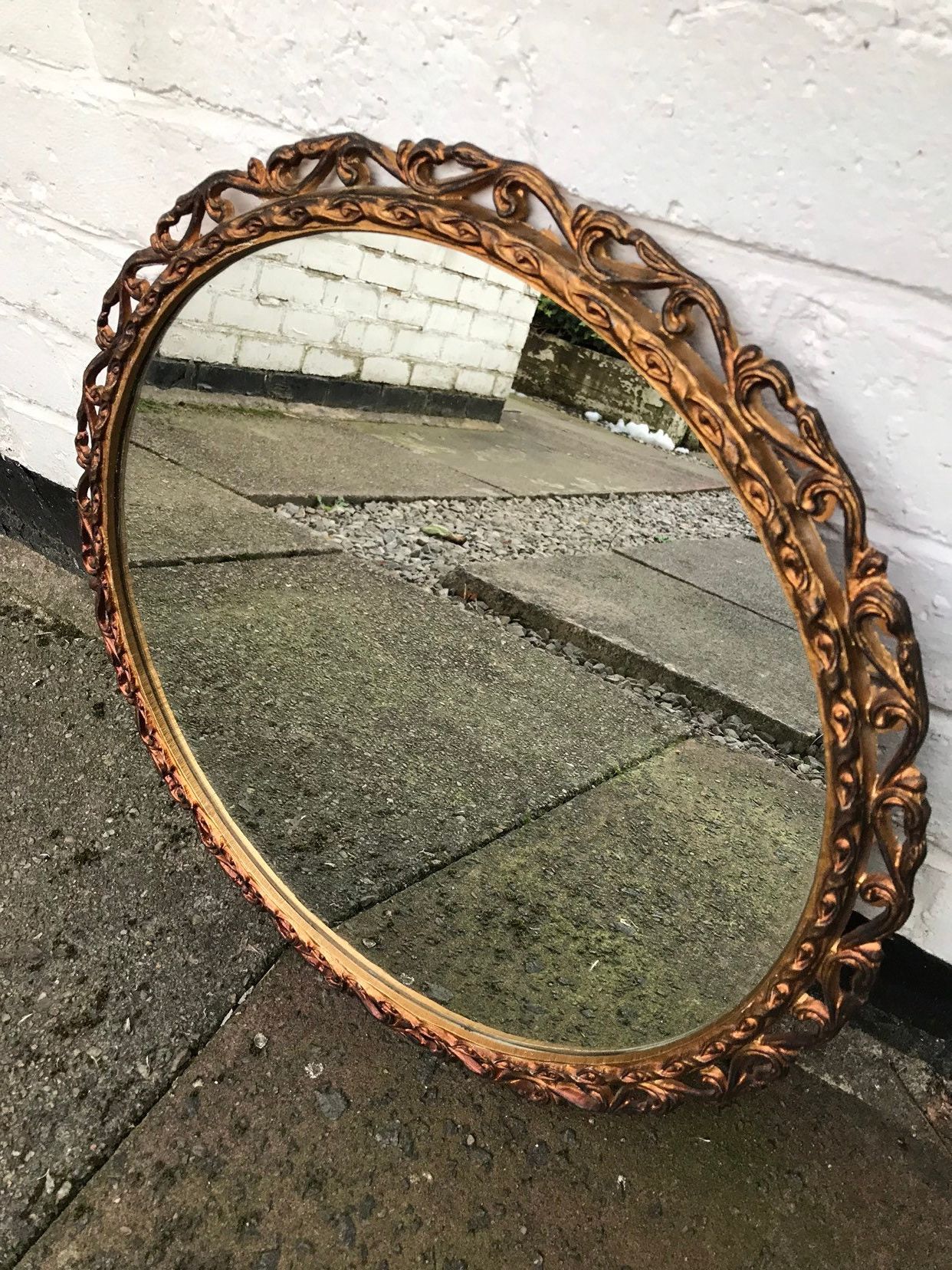Gold Ornate Metal Mirror With Round Glass, Very Unusual Round Mirror In Well Liked Round Metal Luxe Gold Wall Mirrors (View 15 of 15)