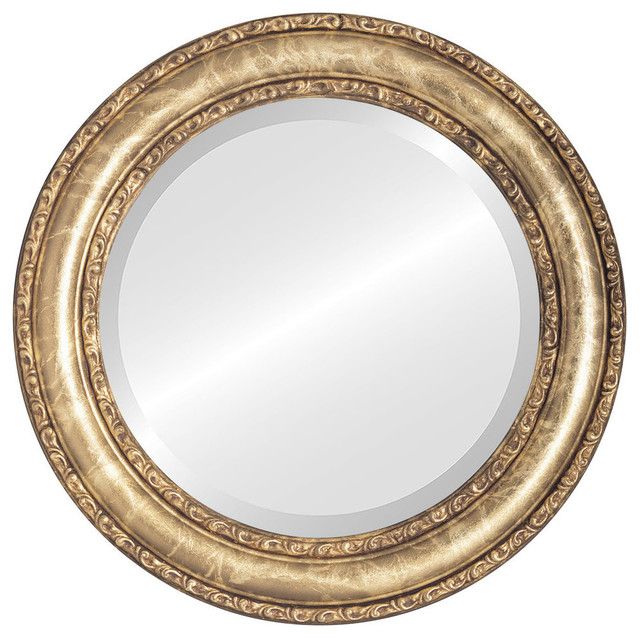 Gold Rounded Corner Wall Mirrors Inside Most Up To Date Dorset Framed Round Mirror In Champagne Gold – Traditional – Wall (View 8 of 15)