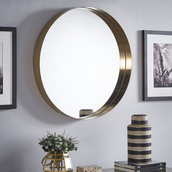 Gold Rounded Corner Wall Mirrors Pertaining To Latest Shop Avery Gold Finish Frame Ledge Round Wall Mirrorinspire Q Bold (View 5 of 15)