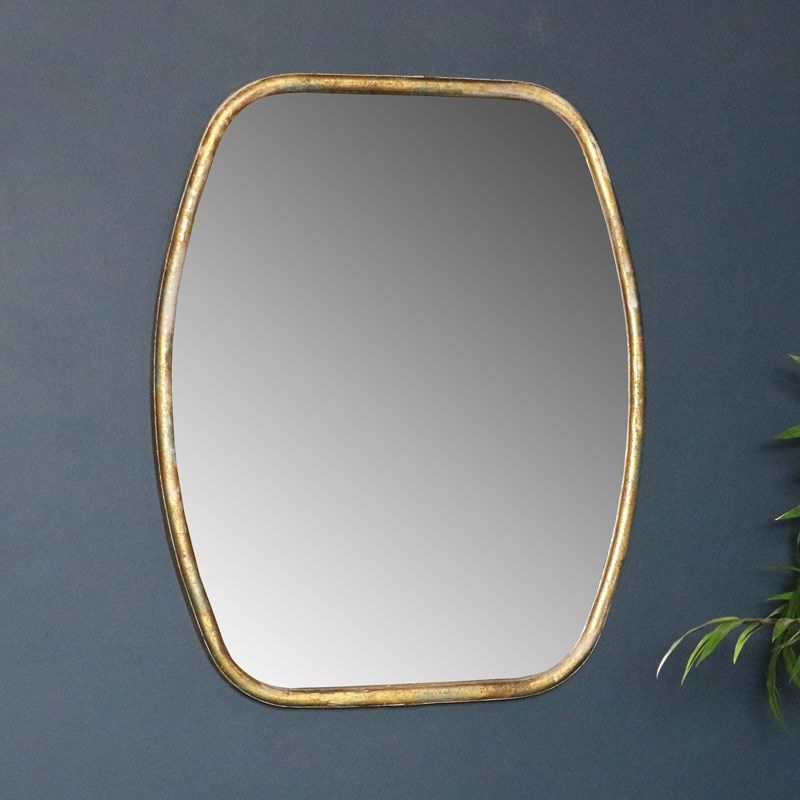Gold Rounded Corner Wall Mirrors With Regard To 2019 Rustic Gold Framed Wall Mirror (View 3 of 15)