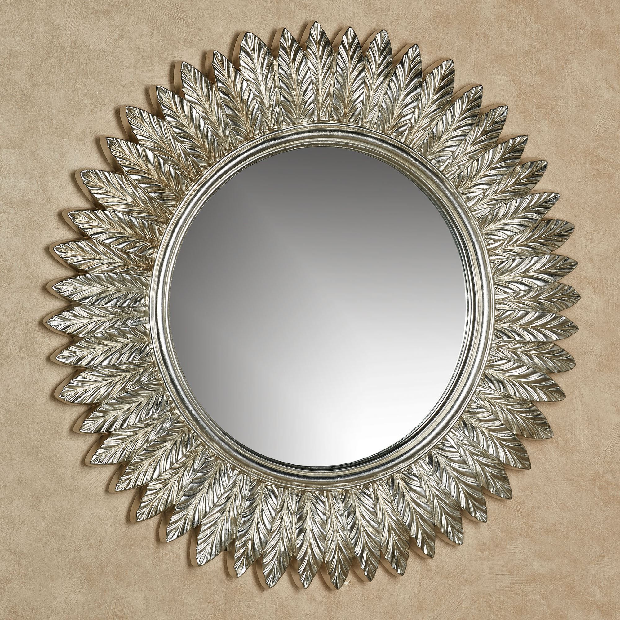 Gold Rounded Edge Mirrors With Regard To Most Popular Ella Leaves Silver Gold Round Wall Mirror (View 15 of 15)