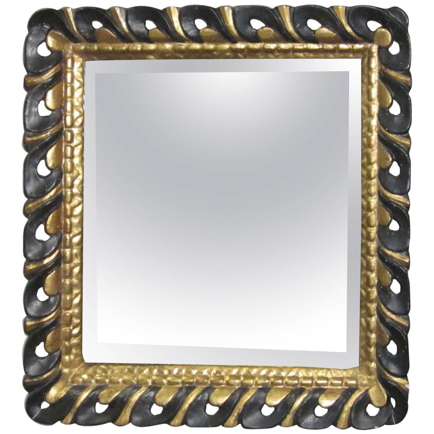 Gold Square Oversized Wall Mirrors In Widely Used Black And Gold Carved Square Mirror, Spain, 19th Century At 1stdibs (View 5 of 15)