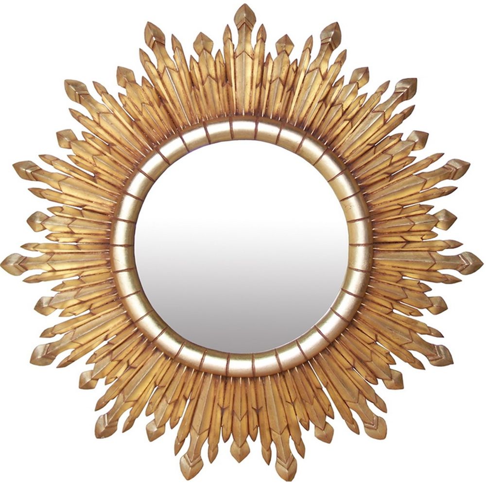 Gold With Leaf Post Sunburst Round Wall Mirrors (View 2 of 15)