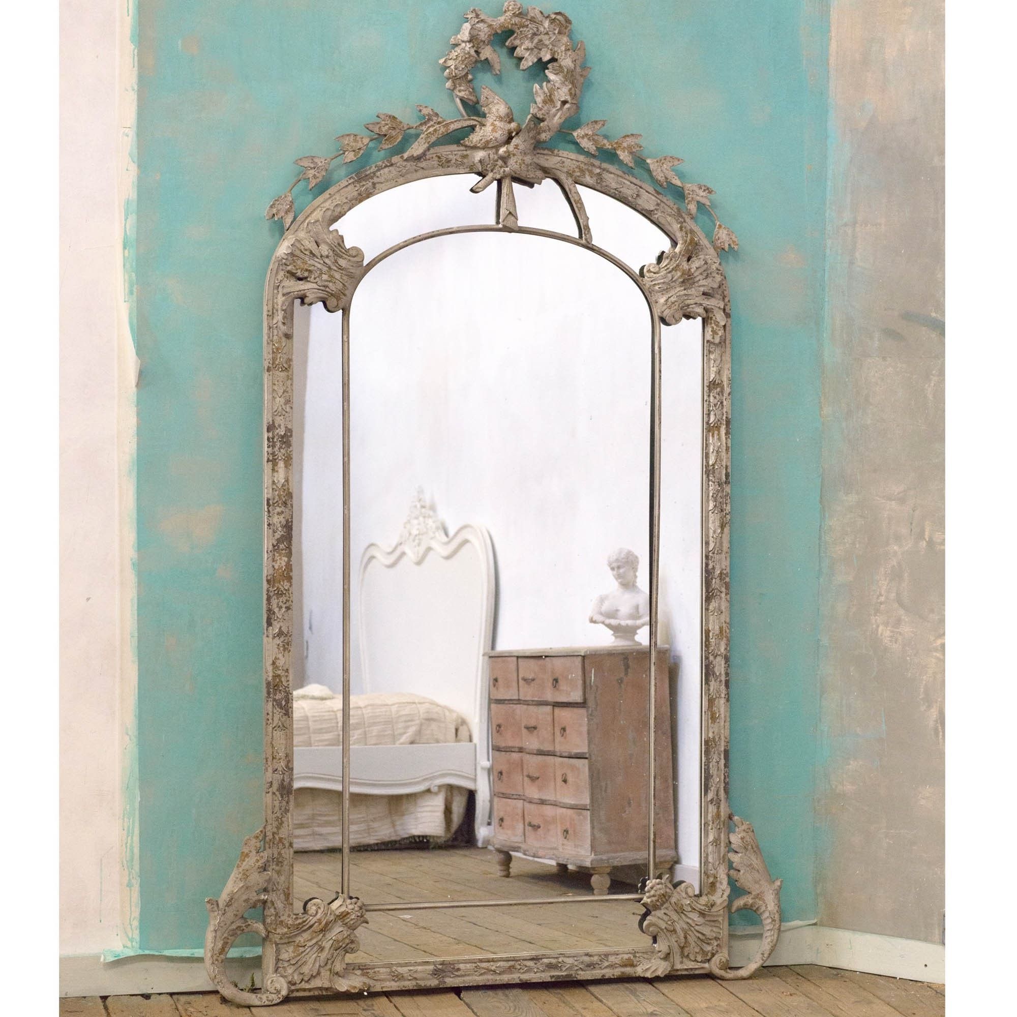 Grey Floor Standing Mirror In Most Current Antiqued Bronze Floor Mirrors (View 11 of 15)