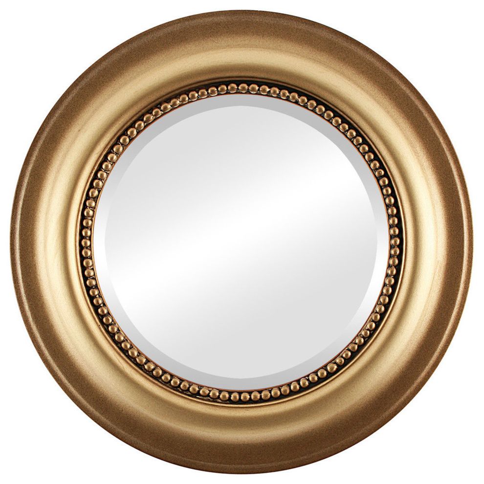 Heritage Framed Round Mirror In Desert Gold – Traditional – Wall Pertaining To Famous Gold Rounded Edge Mirrors (View 2 of 15)