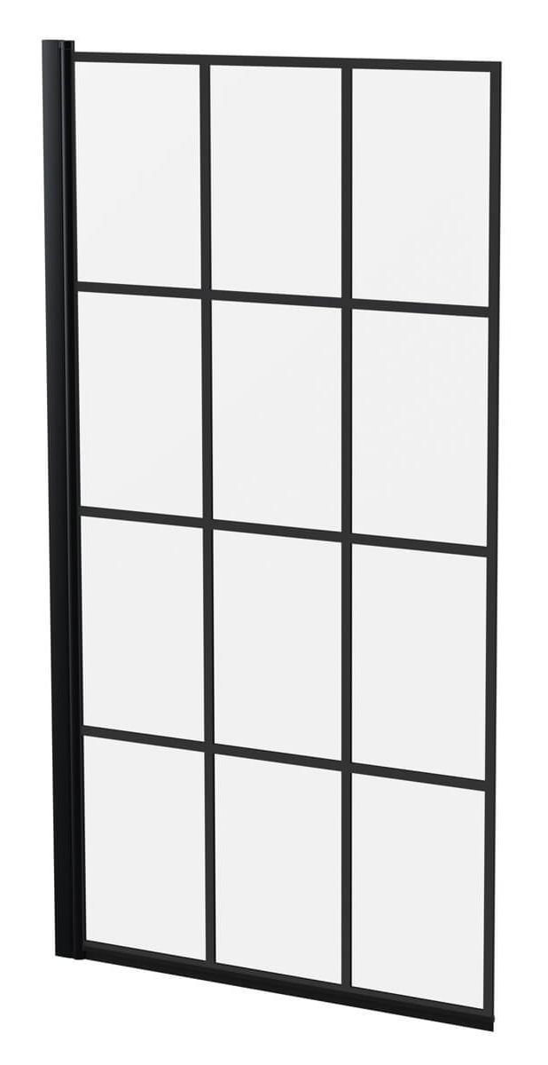 Hudson Reed 790mm X 1435mm Square Black Framed Bath Screen – Nssqbf With 2020 Matte Black Square Wall Mirrors (View 3 of 15)