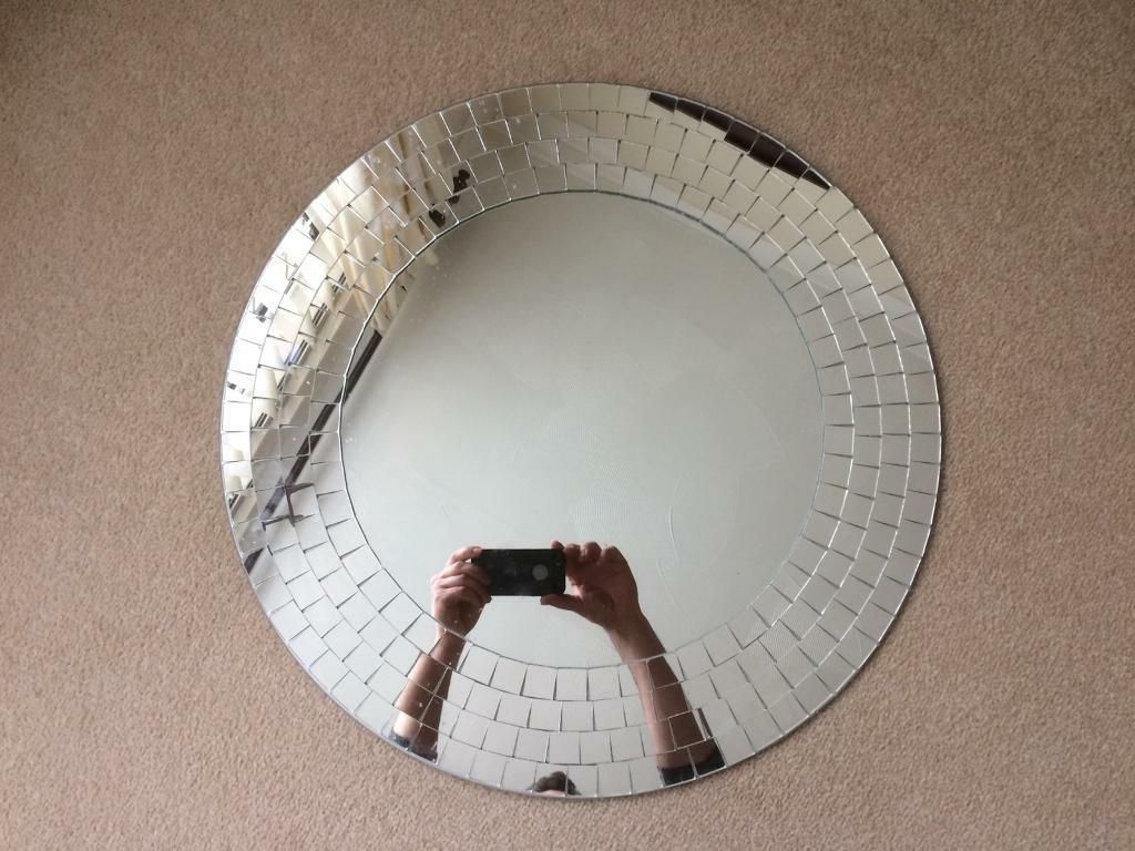 Ikea Round Wall Mirror With Square Tiles Tiled Edge 50cm (View 7 of 15)