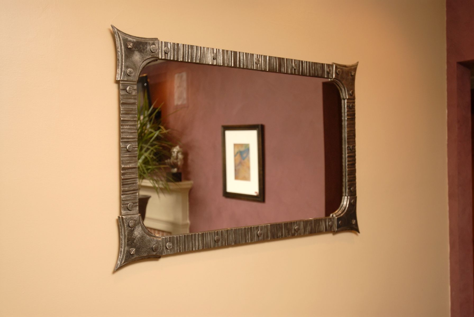 Iron Frame Handcrafted Wall Mirrors Intended For Preferred Handmade Custom Forged Iron Wall Mirrorarc Iron Creations (View 5 of 15)