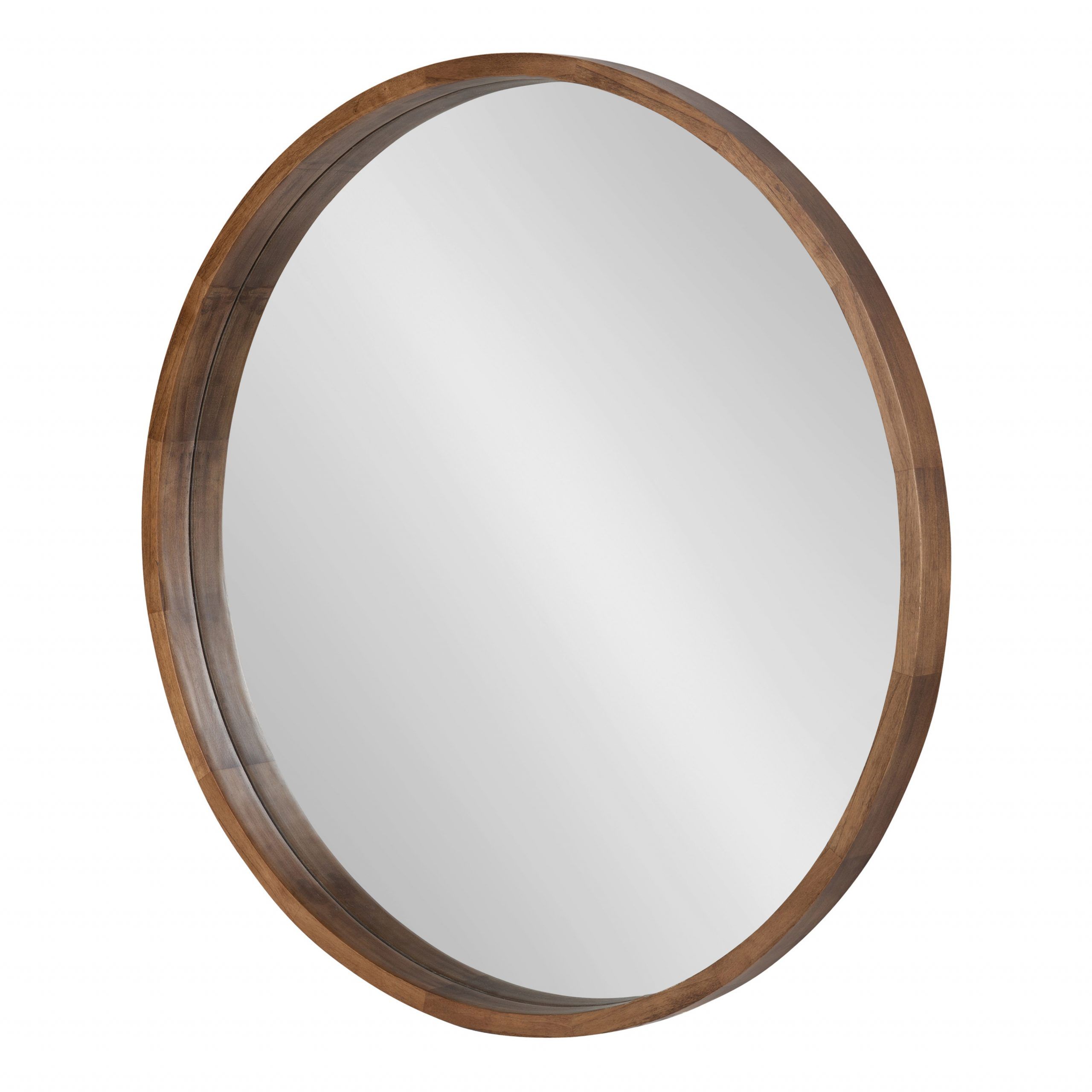 Kate And Laurel Hutton Round Wood Framed Wall Mirror, 36" Diameter Intended For 2020 Mocha Brown Wall Mirrors (View 5 of 15)