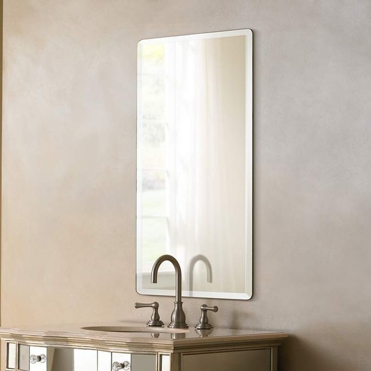 Lamps Within Crown Frameless Beveled Wall Mirrors (View 14 of 15)
