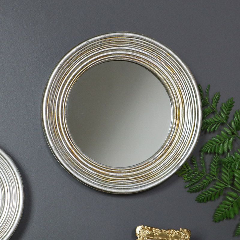Large Antiqued Round Silver Wall Mirror – Melody Maison® Pertaining To Most Recently Released Antique Silver Round Wall Mirrors (View 4 of 15)