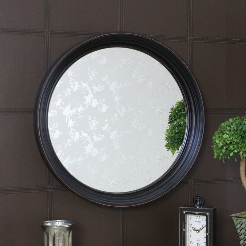 Large Round Black Wall Mounted Mirror 61cm X 61cm – Windsor Browne With Most Recently Released Round 4 Section Wall Mirrors (View 5 of 15)