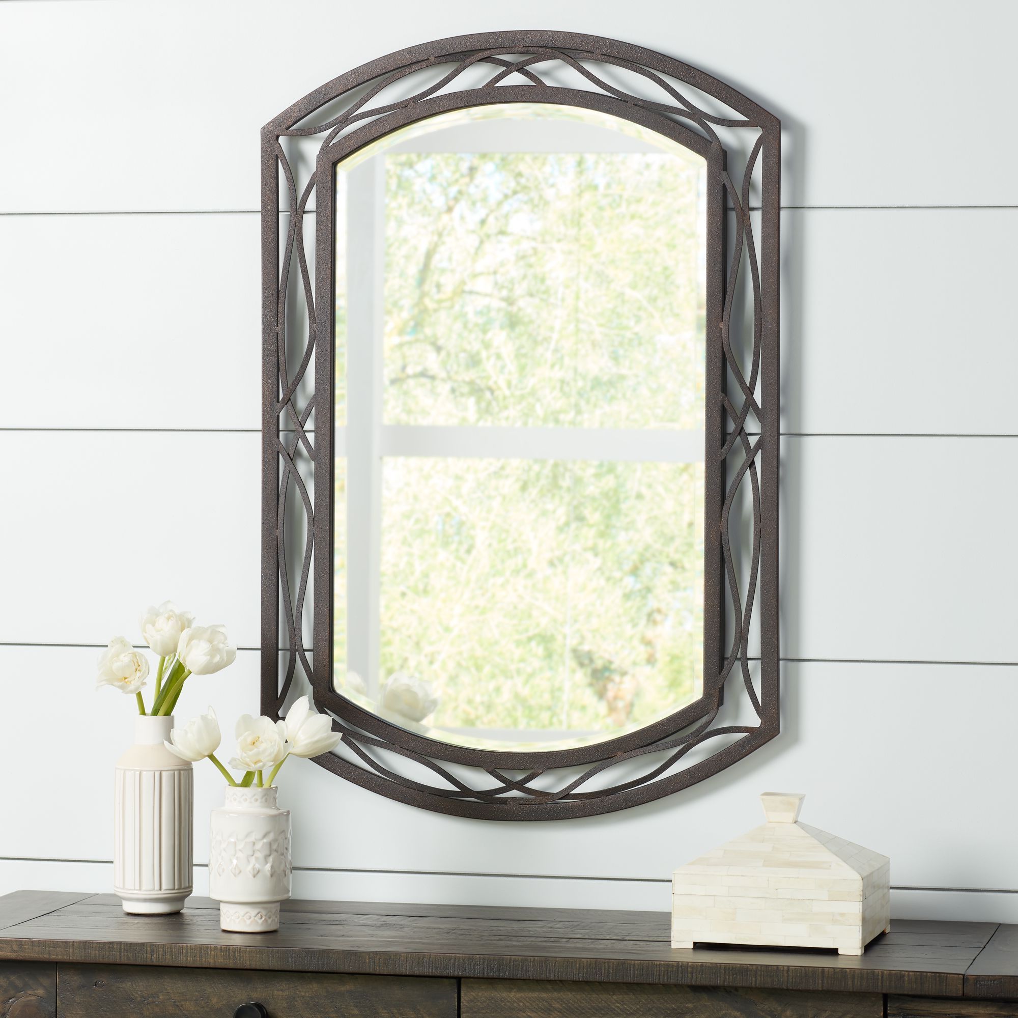 Latest Franklin Iron Works Woven Bronze 24" X 35 1/2" Metal Wall Mirror Regarding Silver And Bronze Wall Mirrors (View 6 of 15)
