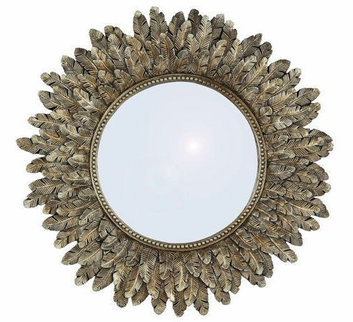 Latest Gold Leaf Effect Wall Mirror Bedroom Make Up Vanity Port Hole Chic Throughout Leaf Post Sunburst Round Wall Mirrors (View 8 of 15)