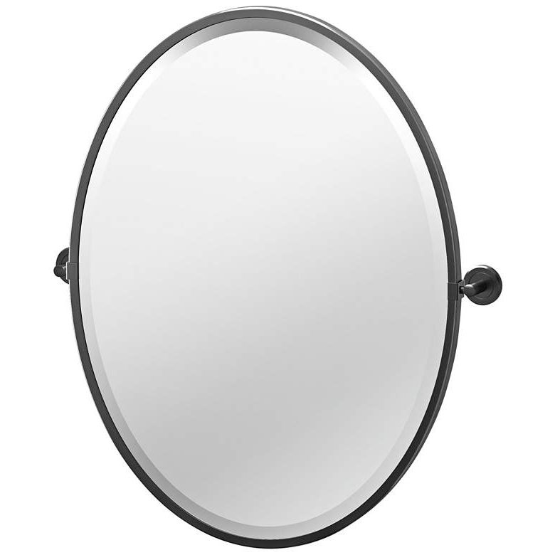Latitude Ii Black 23 3/4" X 27 1/2" Framed Oval Wall Mirror – #39w43 For 2019 Framed Matte Black Square Wall Mirrors (View 7 of 15)