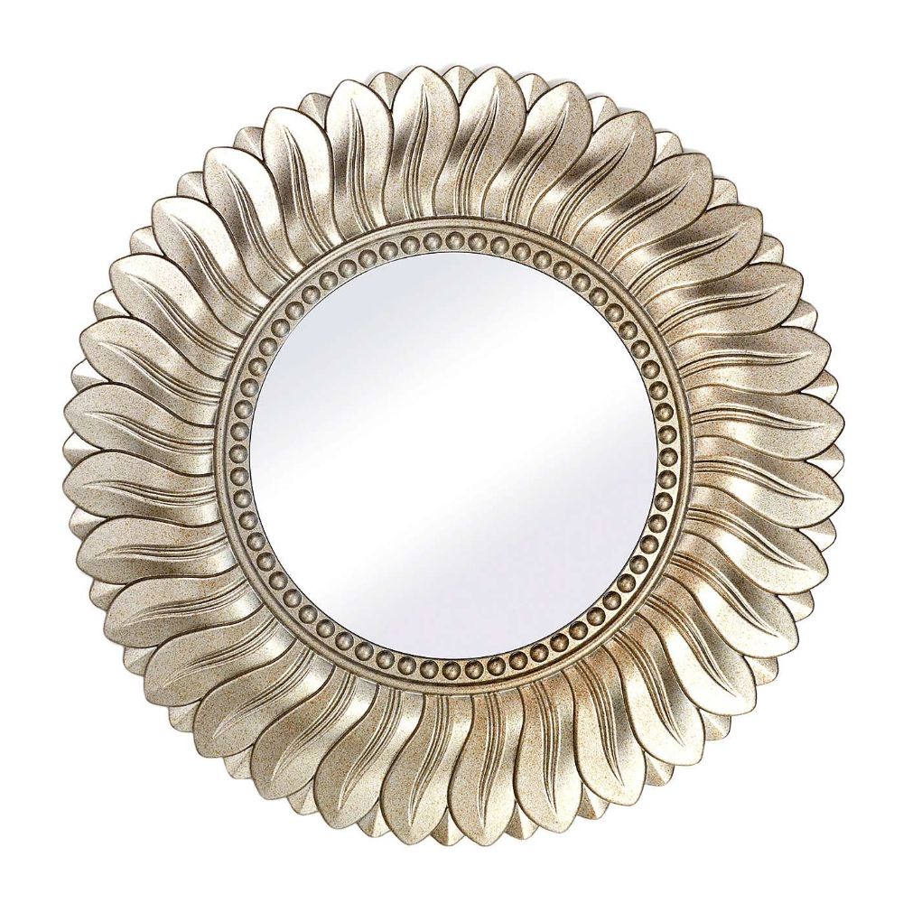 Leaf Round Wall Mirror 75cm Champagne In  (View 7 of 15)