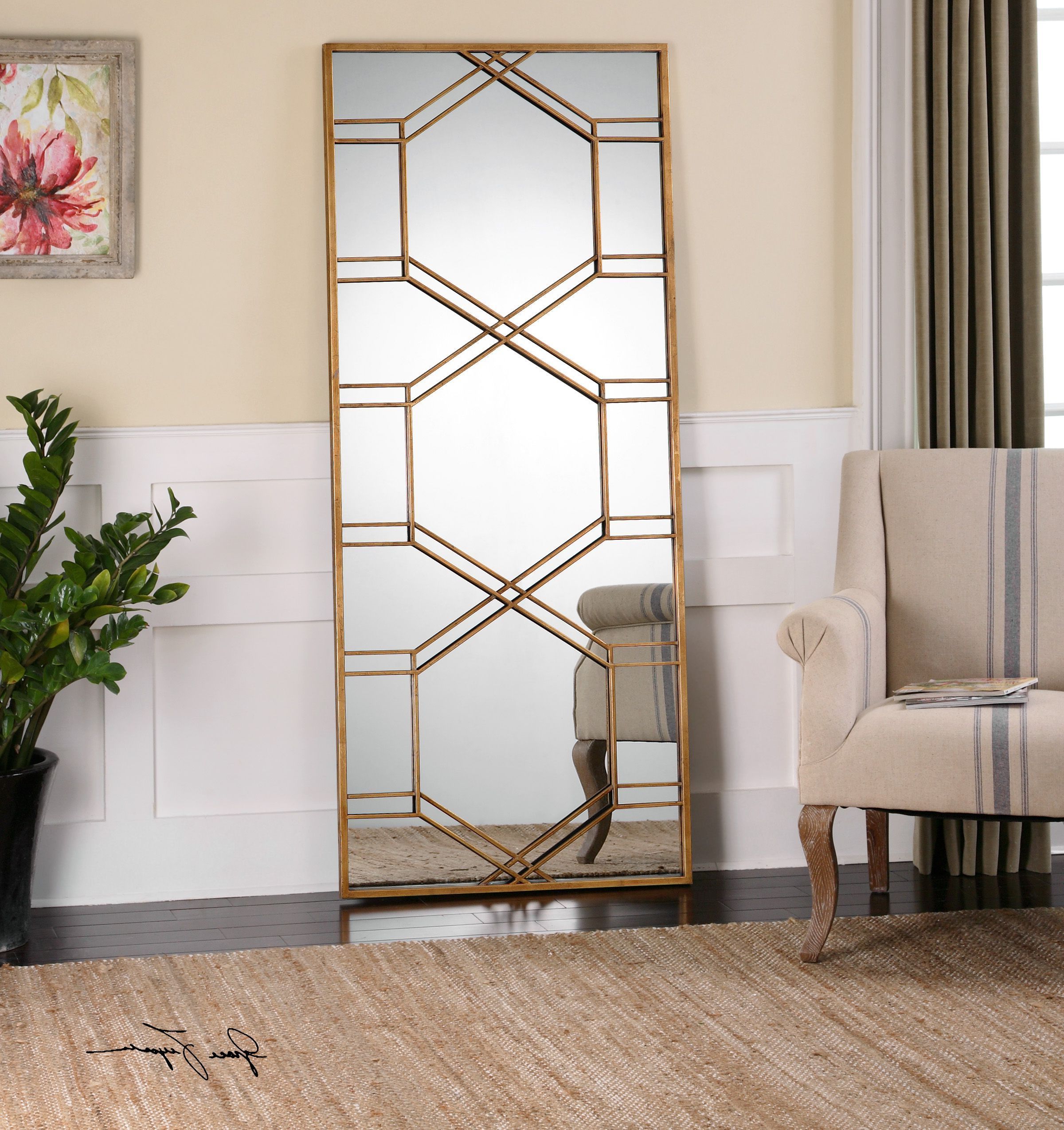Leaner Mirror, Floor Mirror, Living Inside Gold Leaf Floor Mirrors (View 15 of 15)