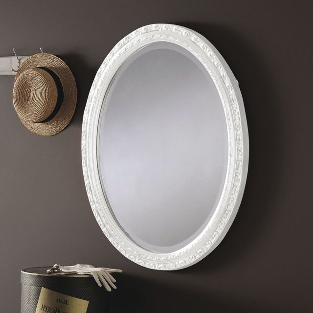 M15 Silver Decorative Oval Framed Mirror Hall Mirror Small Overmantle Intended For Famous Silver Asymmetrical Wall Mirrors (View 11 of 15)