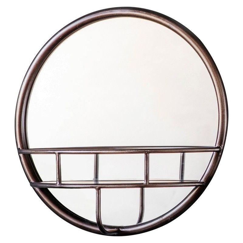 Macey Iron Frame Wall Mirror, Round, 40cm Regarding Popular Iron Frame Handcrafted Wall Mirrors (View 8 of 15)