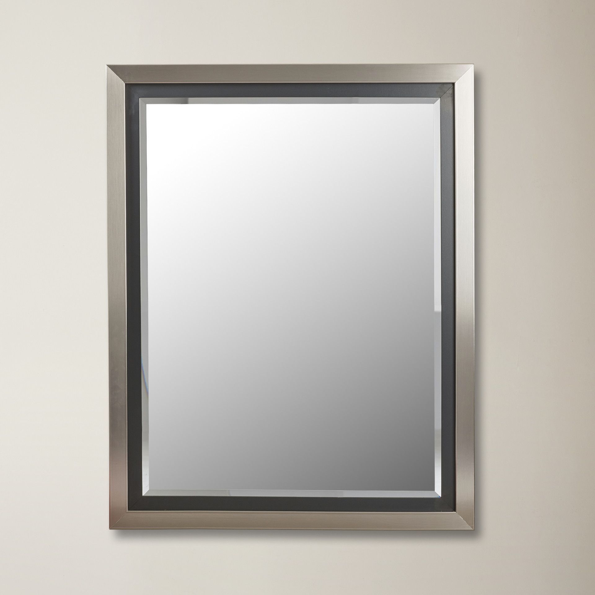 Matte Black Octagonal Wall Mirrors With Most Recently Released Brushed Nickel Silver And Satin Black Wide Flat Wall Mirror (View 10 of 15)