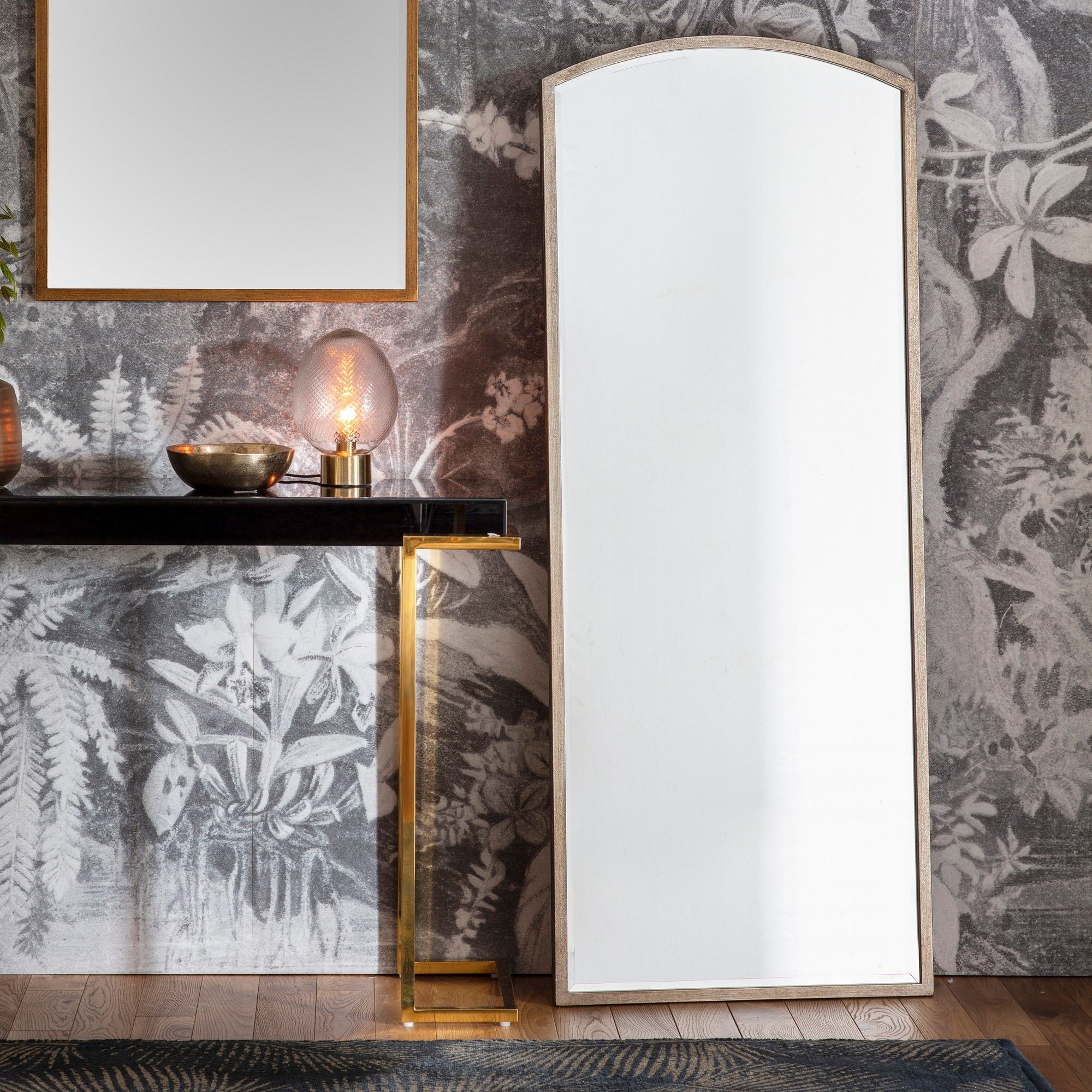 Metallic Silver Wall Mirrors Within Trendy Hamill Metal Frame Arch Wall Mirror, 150cm, Antique Silver (View 9 of 15)
