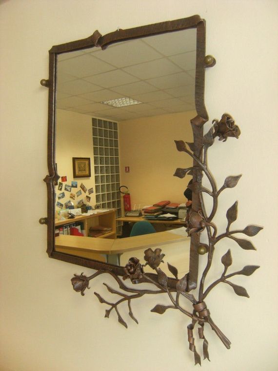 Mirror Frame With Decoration Of Roses Wrought Iron (View 7 of 15)