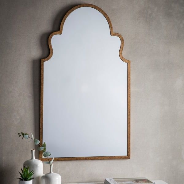 Morocco Curved Gold Frame Wall Mirror From Curiosity Interiors Throughout Latest Gold Curved Wall Mirrors (View 9 of 15)
