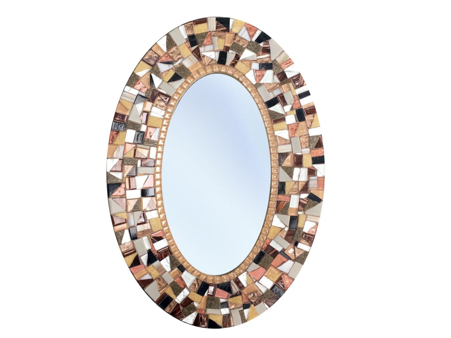 Mosaic Oval Wall Mirrors For Well Known Brown Oval Wall Mirror // Mosaic Mirror // Wall Decor (View 3 of 15)