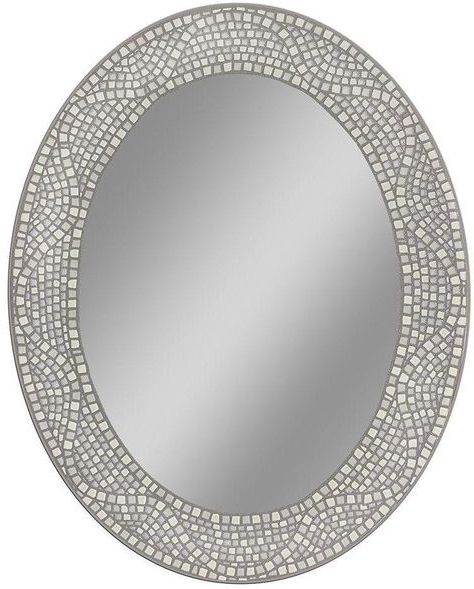 Mosaic Oval Wall Mirrors With Newest 23x29 Frameless Opal Mosaic Oval Wall Hanging Mirror Single Vanity (View 12 of 15)