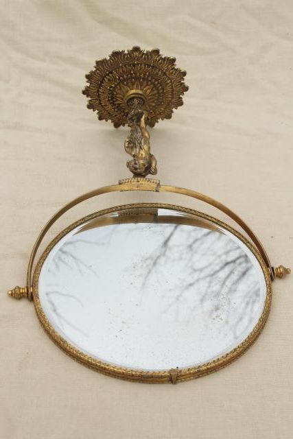 Most Current Aged Silver Vanity Mirrors In Antique French Country Style Vanity Mirror W/ Bronze Gold Gilded Metal (View 11 of 15)