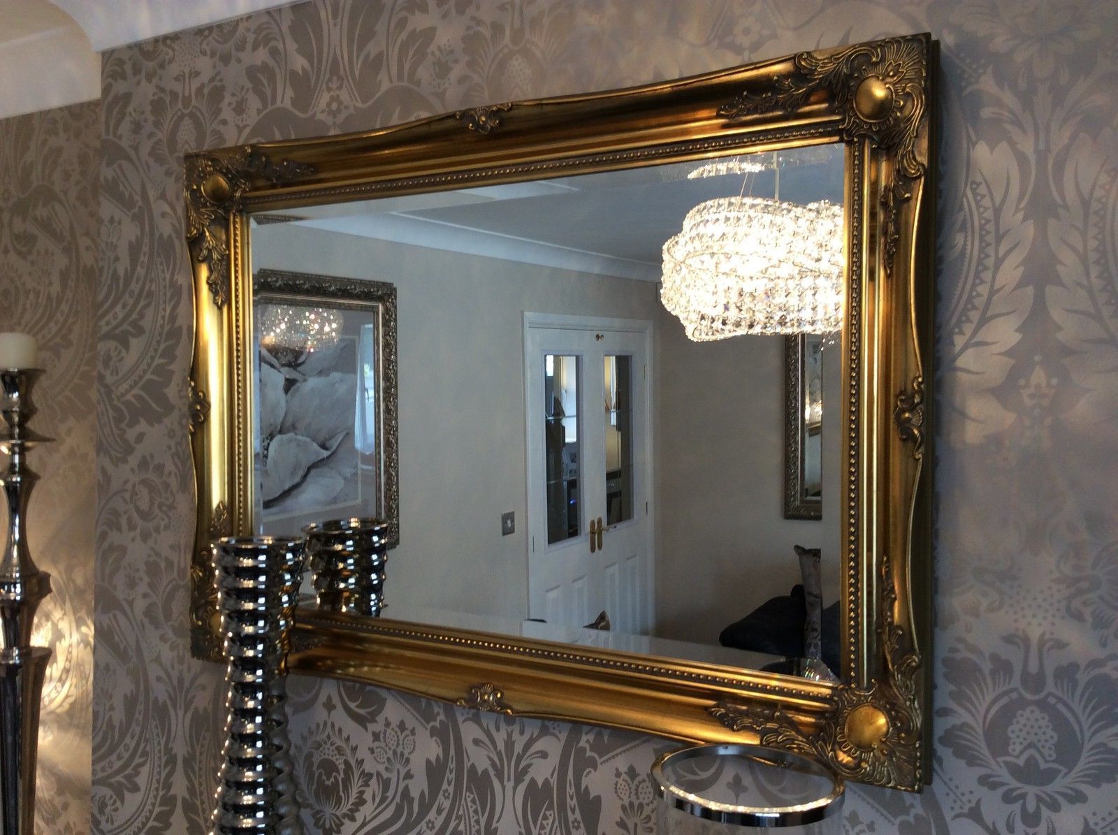 Most Current Antique Gold Scallop Wall Mirrors For New Antique Gold Shabby Chic Framed Ornate Overmantle Mirror – Choose (View 4 of 15)