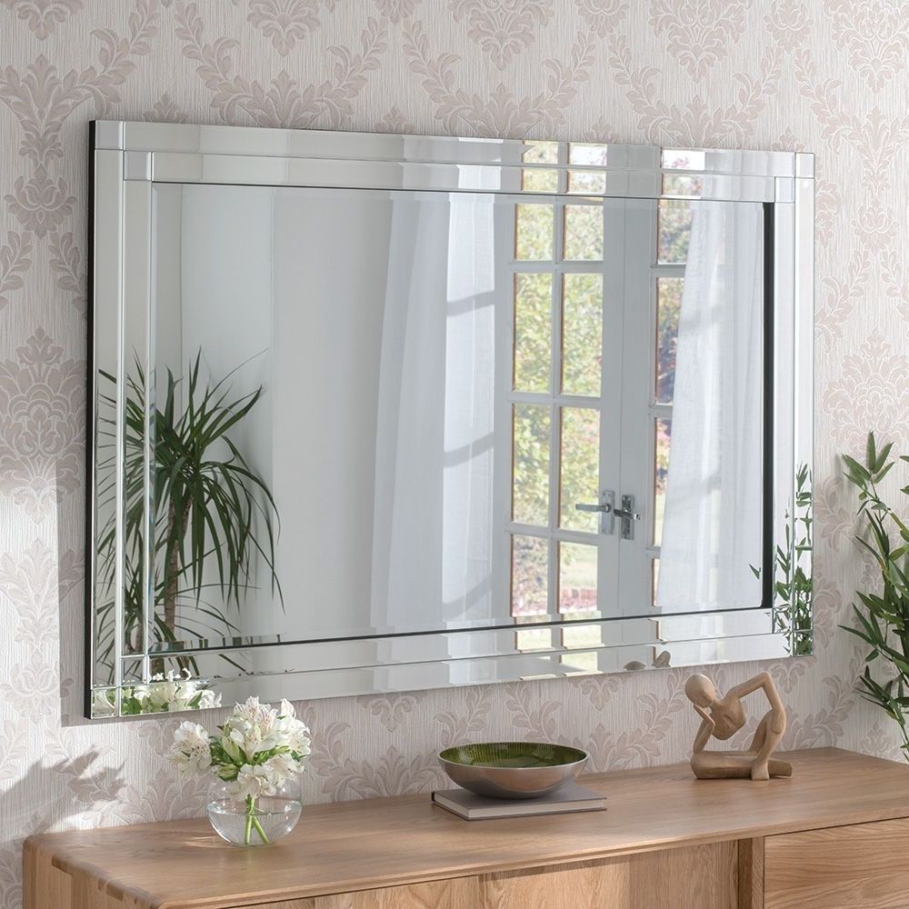 Most Current Double Crown Frameless Beveled Wall Mirrors Regarding Classic Double Bevelled Mirror In  (View 10 of 15)