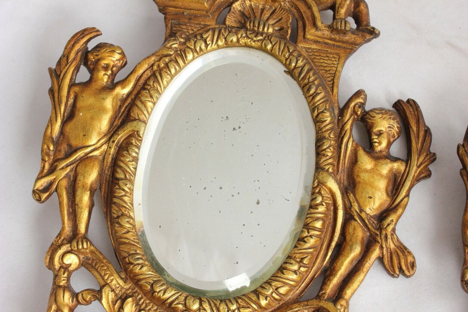 Most Current French Brass Wall Mirrors Intended For Pair Small Oval 19th Century French Gilt Brass Cherub Wall Mirrors (View 11 of 15)