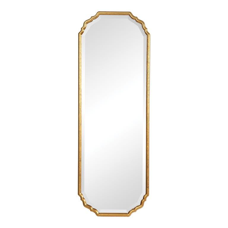 Most Current Gold Curved Wall Mirrors Pertaining To Gold Leaf Curved 21x61 Rectangular Mirror In  (View 5 of 15)