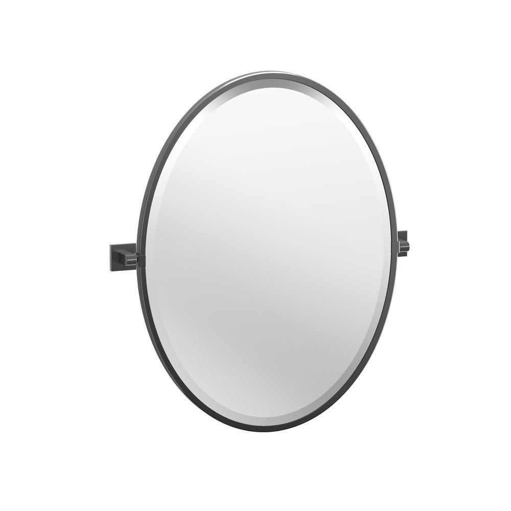 Most Current Matte Black Metal Oval Wall Mirrors Intended For Gatco Elevate 27.5 In. X 23.75 In (View 8 of 15)