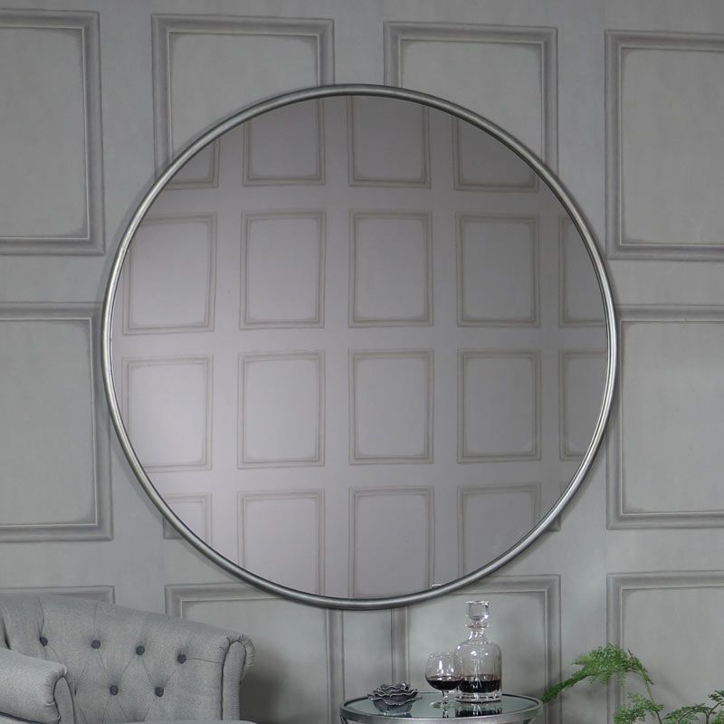 Most Current Scalloped Round Modern Oversized Wall Mirrors In Extra Large Round Silver Wall Mirror 120cm X 120cm – Melody Maison® (View 13 of 15)