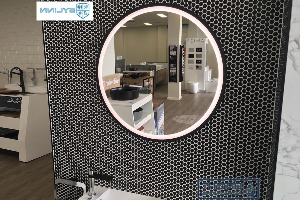 Most Current Sylinn Round Mirror With Matte Black Frame And Touch Control Led 700mm Regarding Framed Matte Black Square Wall Mirrors (View 15 of 15)