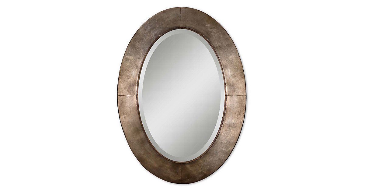 Most Current This Oval Mirror Features A Hand Forged Metal Frame With A Heavily Regarding Metallic Silver Framed Wall Mirrors (View 3 of 15)