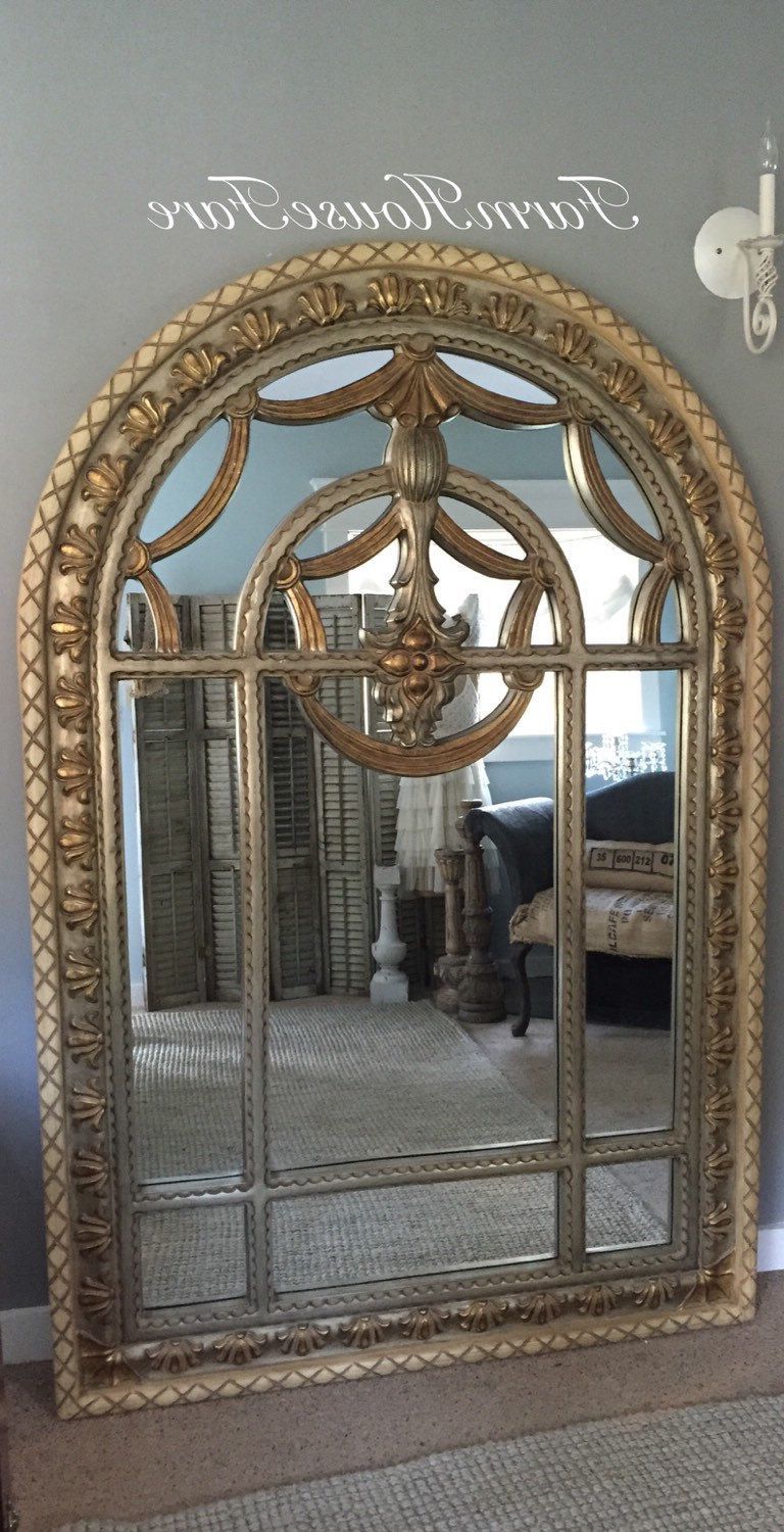 Most Popular Gold Arch Top Wall Mirrors Inside Large Gold Leaning Mirror Arched Wall Hanging Hollywood Regency (View 14 of 15)