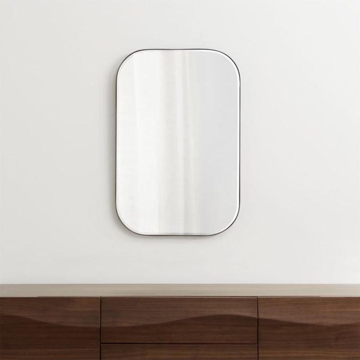 Most Popular Matte Black Metal Rectangular Wall Mirrors With Regard To Edge Black Rounded Rectangle Mirror + Reviews (View 3 of 15)