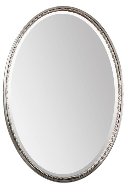 Most Popular Polished Nickel Oval Wall Mirrors In Uttermost 01115 Casalina Beveled 32 Inch Tall Brushed Nickel Oval (View 8 of 15)
