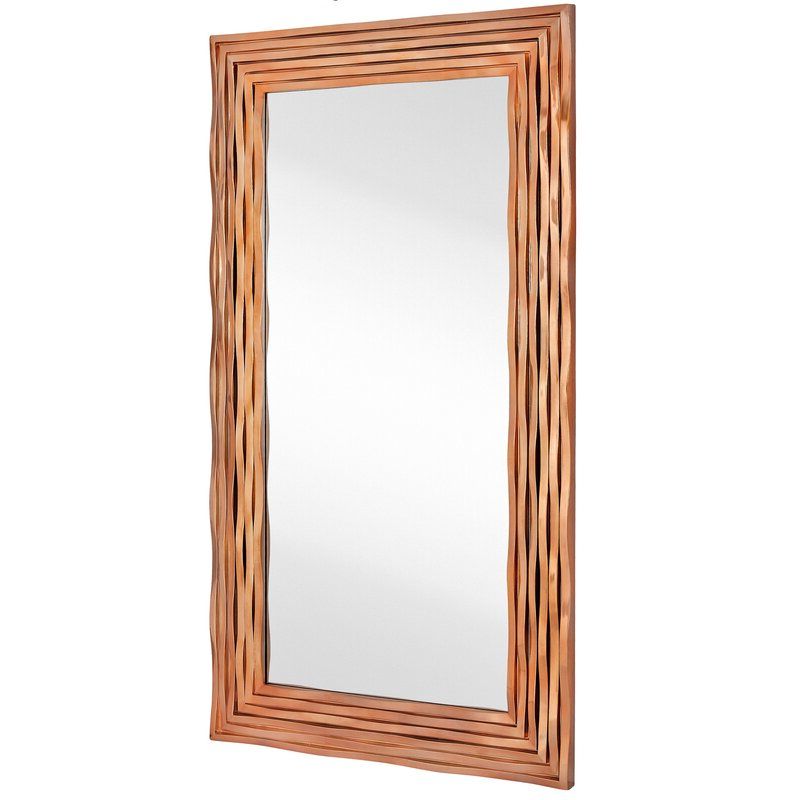 Most Recent Brushed Gold Rectangular Framed Wall Mirrors In Majestic Mirror Large Rectangular Contemporary Wavy Polished Rose Gold (View 11 of 15)