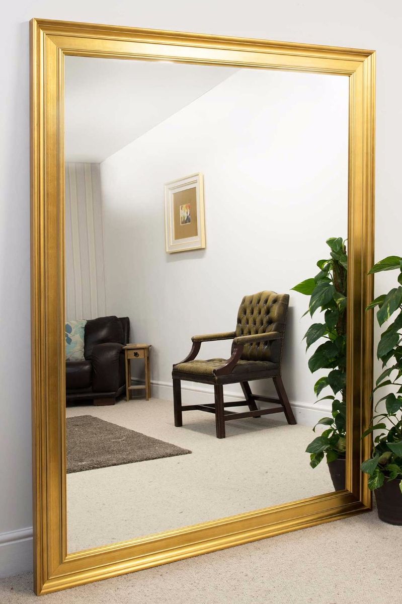 Most Recent Extra Large Gold Coloured Modern Big Leaner Wall Mirror New Within Gold Square Oversized Wall Mirrors (View 15 of 15)