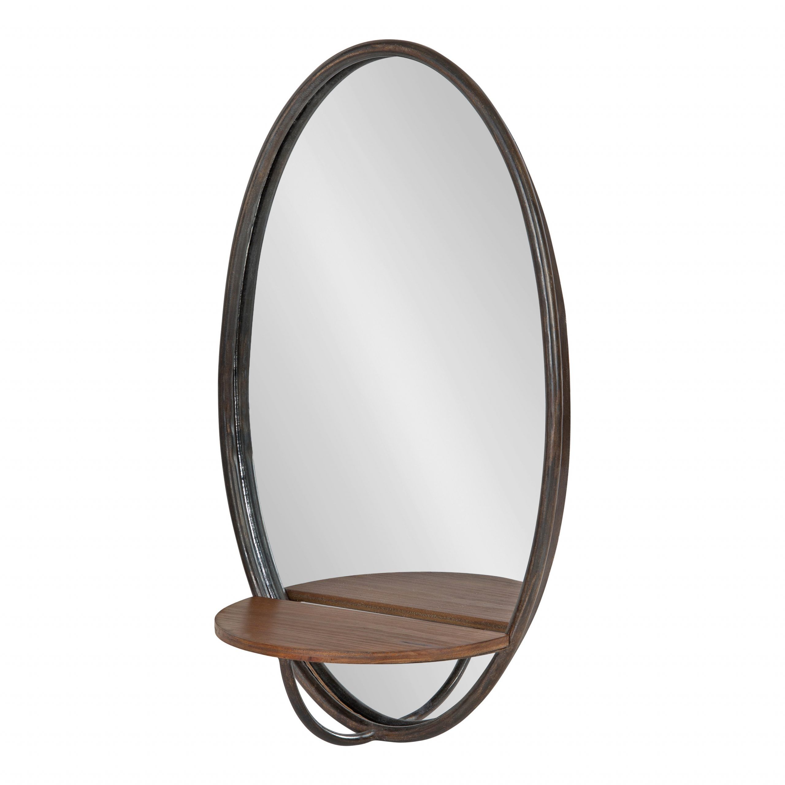 Most Recent Kate And Laurel Gita Rustic Oval Wall Mirror With Shelf, 15" X 24 Within Wooden Oval Wall Mirrors (View 5 of 15)