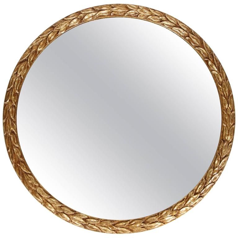 Most Recently Released Gold Metal Framed Wall Mirrors For Vintage Round Laurel Leaf Framed Mirror With New Gold Leaf Finish At (View 14 of 15)