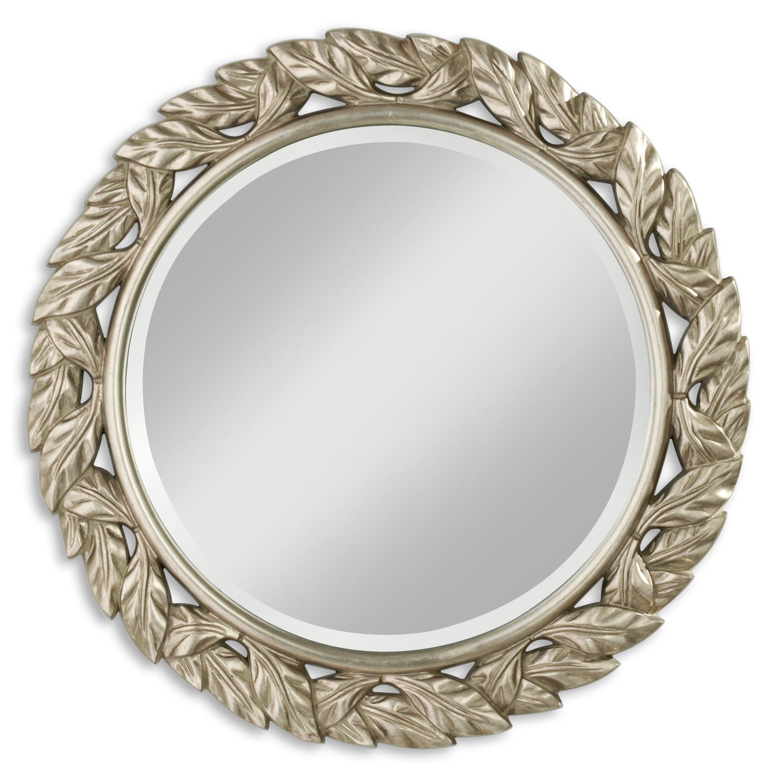Most Recently Released Leaves Round Antique Silver Leaf Mirror – 30 Diam. In (View 5 of 15)