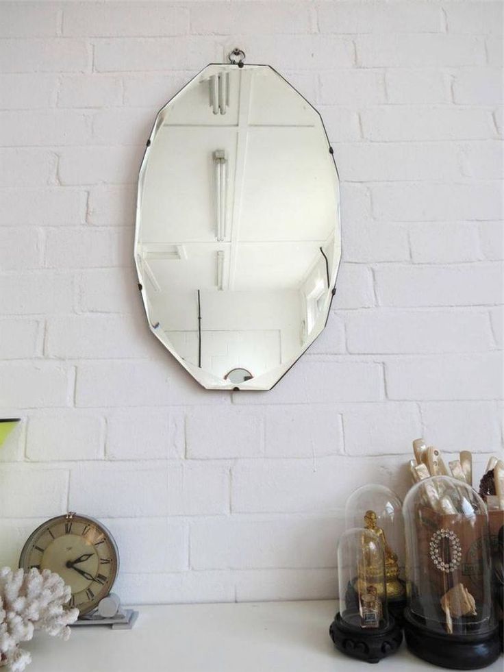 Most Recently Released Smoke Edge Wall Mirrors For £165 Vintage Oval Bevelled Edge Wall Mirror Art Deco Beveled Edge (View 11 of 15)