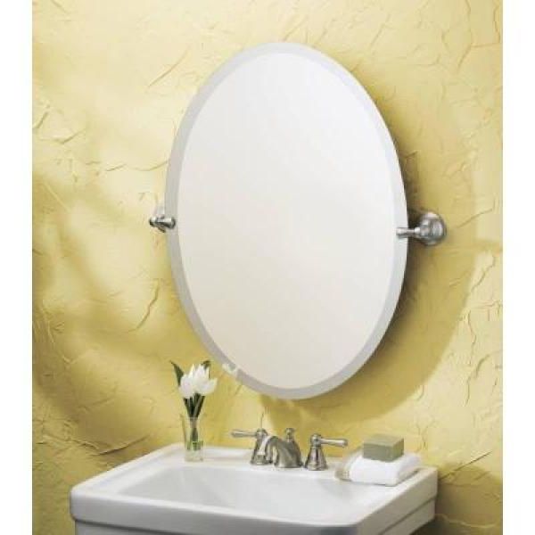 Most Up To Date Nickel Floating Wall Mirrors With Regard To Moen Frameless Pivoting 26" Wall Mirror – Brushed Nickel (View 9 of 15)