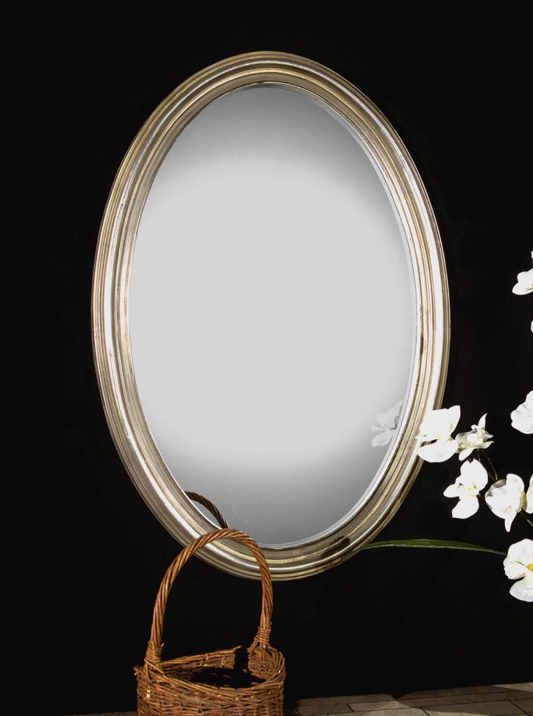 Most Up To Date Oval Silver Champagne Wall Mirror Large 31" Vanity Bathroom Pertaining To Antique Silver Oval Wall Mirrors (View 5 of 15)